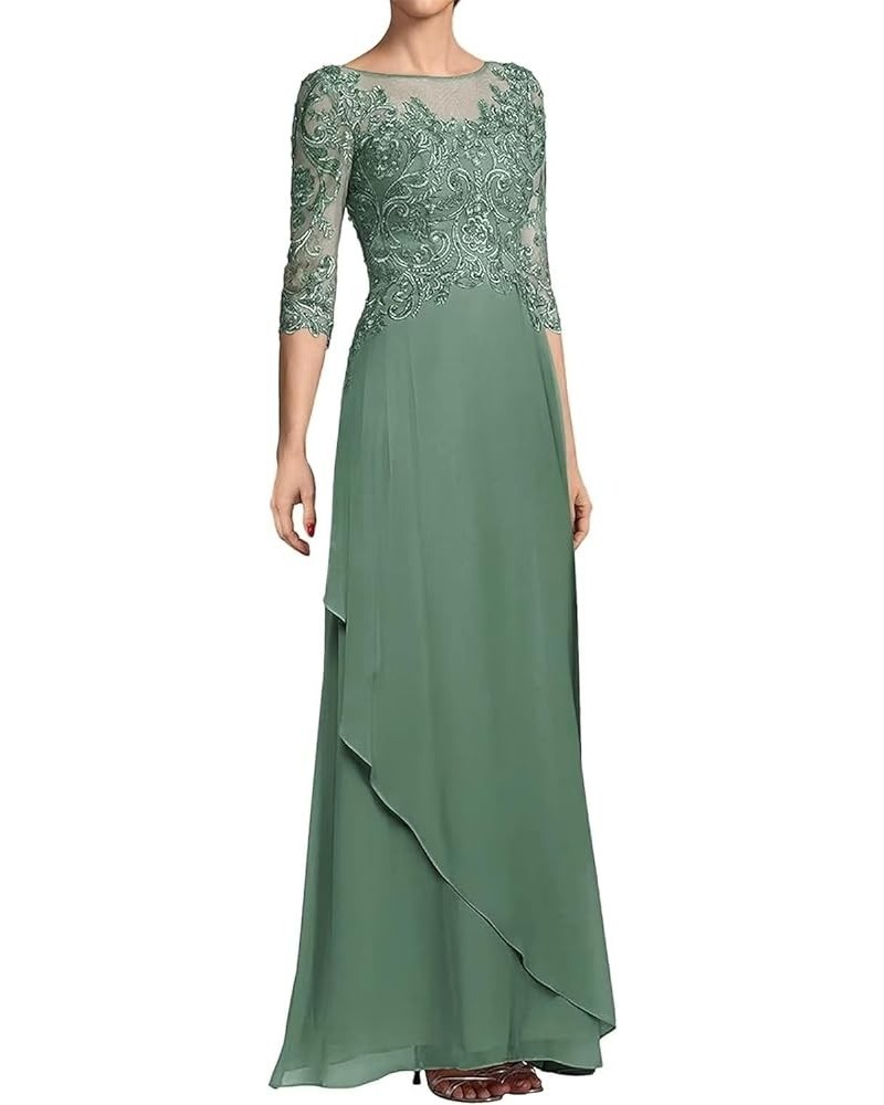 Mother of The Bride Dresses for Wedding Long Chiffon Prom Dress Lace Appliques Formal Evening Party Gown 1/2 Sleeves Sage $52...