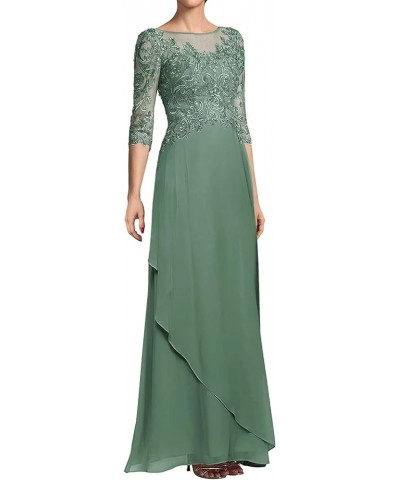 Mother of The Bride Dresses for Wedding Long Chiffon Prom Dress Lace Appliques Formal Evening Party Gown 1/2 Sleeves Sage $52...