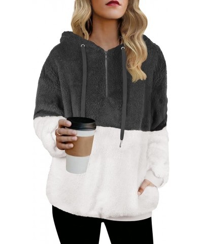 Hoodies for Women Fuzzy Oversized Sweatshirt Zip Up Fleece Pullover Fluffy Sherpa with Pockets Z-deep Gray $13.49 Hoodies & S...