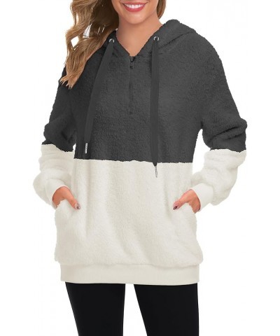 Hoodies for Women Fuzzy Oversized Sweatshirt Zip Up Fleece Pullover Fluffy Sherpa with Pockets Z-deep Gray $13.49 Hoodies & S...