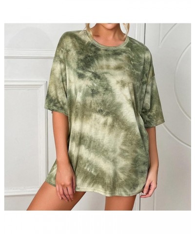 Women's Oversized Tshirt Short Sleeve Tunic Tops Crew Neck Casual Drop Shoulder Loose Tee T Shirts Ah085 Green $10.79 T-Shirts