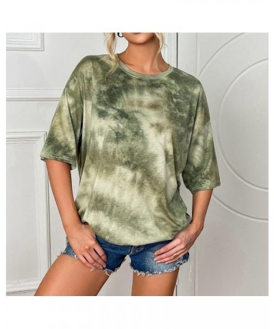 Women's Oversized Tshirt Short Sleeve Tunic Tops Crew Neck Casual Drop Shoulder Loose Tee T Shirts Ah085 Green $10.79 T-Shirts