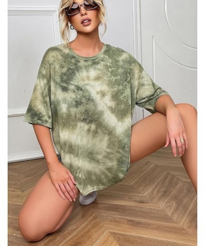 Women's Oversized Tshirt Short Sleeve Tunic Tops Crew Neck Casual Drop Shoulder Loose Tee T Shirts Ah085 Green $10.79 T-Shirts