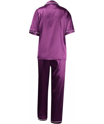 Silk Pajamas for Women Set Sexy Pajama Sets for Women Shorts And Tank Ladies Loungewear Sets Womens Clothes Purple 2 $9.53 Li...