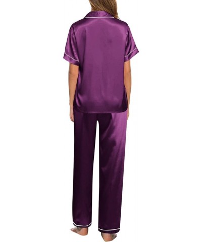 Silk Pajamas for Women Set Sexy Pajama Sets for Women Shorts And Tank Ladies Loungewear Sets Womens Clothes Purple 2 $9.53 Li...