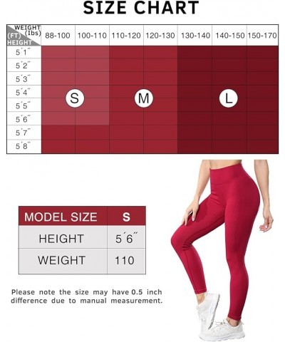 Women's Seamless Workout Yoga Biker Shorts Ribbed High Waist Athletic Leggings C Red Leggings $9.51 Activewear