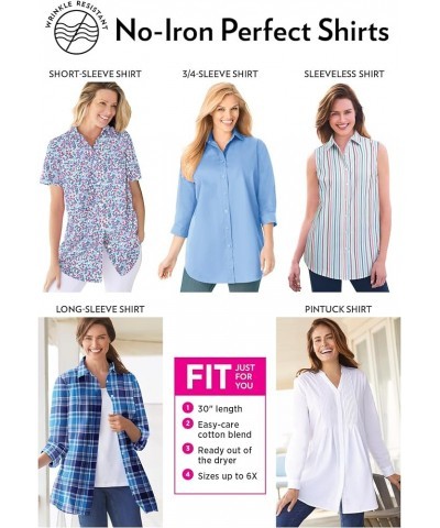 Women's Plus Size Perfect Three Quarter Sleeve Shirt Multi Stripe $19.20 Tops