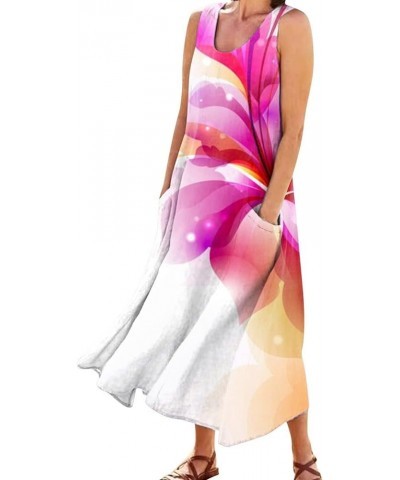 Summer Dresses for Women Boho Casual Sleeveless Dress for Holiday with Pokets Long Maxi Hawaiian Beach Clothes A2-hot Pink $1...