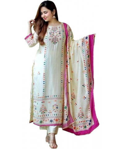 Cotton Blend Floral Printed Straight Kurta with Pants & Dupatta Xxl $24.50 Tops