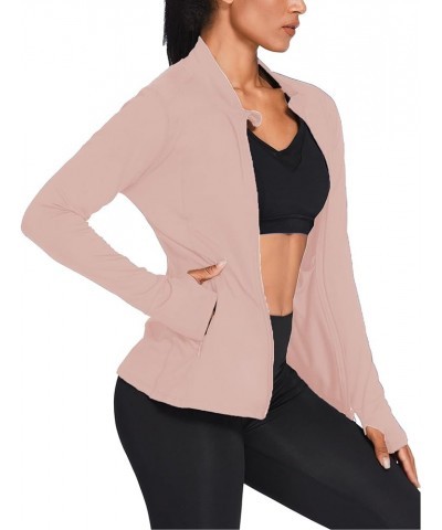 Women's Track Jacket Breathable Running Jacket Zip Up Sportswear Slim Fit Workout Tops Breathable Mesh Back Light Pink $13.49...