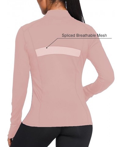 Women's Track Jacket Breathable Running Jacket Zip Up Sportswear Slim Fit Workout Tops Breathable Mesh Back Light Pink $13.49...