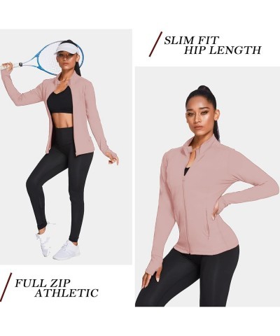 Women's Track Jacket Breathable Running Jacket Zip Up Sportswear Slim Fit Workout Tops Breathable Mesh Back Light Pink $13.49...