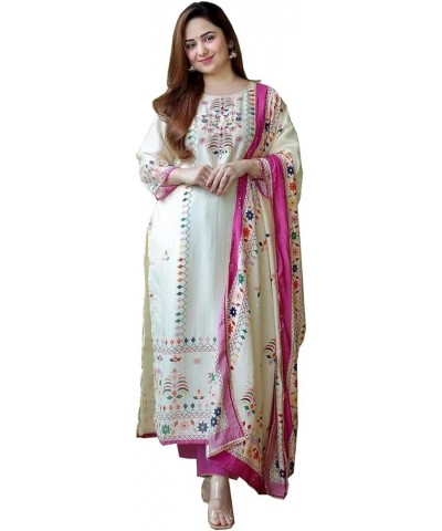 Cotton Blend Floral Printed Straight Kurta with Pants & Dupatta Xxl $24.50 Tops