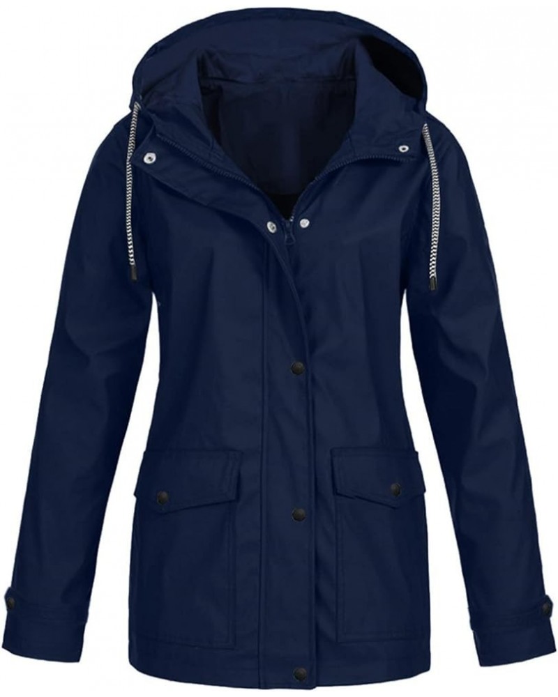 Women's Winter Coats Hooded Raincoat Windproof Sun Protection Sportswear Rash Coat Jacket Long Coats Navy $16.23 Coats