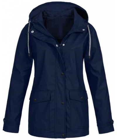 Women's Winter Coats Hooded Raincoat Windproof Sun Protection Sportswear Rash Coat Jacket Long Coats Navy $16.23 Coats