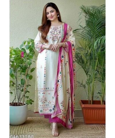 Cotton Blend Floral Printed Straight Kurta with Pants & Dupatta Xxl $24.50 Tops