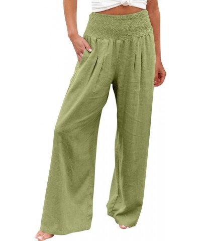 Wide Leg Pants Woman Casual Cotton Linen Sweatpants High Waist Cargo Pant Baggy Stretchy Lounge Joggers with Pockets Wide Leg...