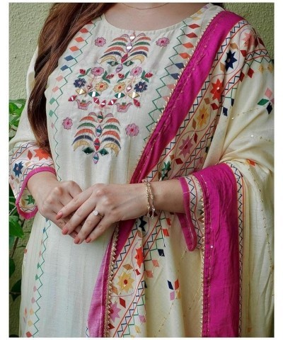 Cotton Blend Floral Printed Straight Kurta with Pants & Dupatta Xxl $24.50 Tops