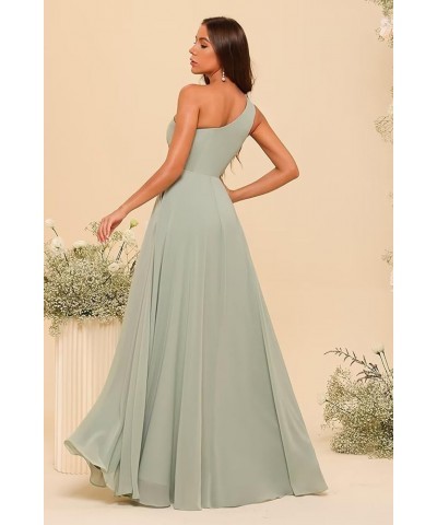 Chiffon One Shoulder Bridesmaid Dress with Pleated Bodice Long A Line Formal Dresses for Women AD004 Light Pink $35.90 Dresses