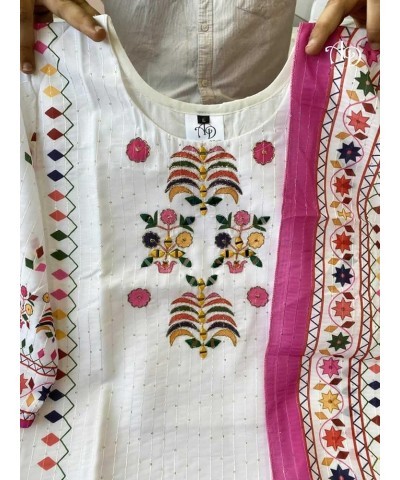 Cotton Blend Floral Printed Straight Kurta with Pants & Dupatta Xxl $24.50 Tops