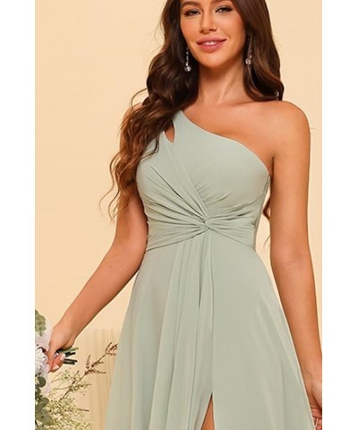 Chiffon One Shoulder Bridesmaid Dress with Pleated Bodice Long A Line Formal Dresses for Women AD004 Light Pink $35.90 Dresses