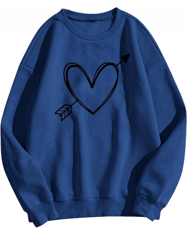 Sweatshirts For Teen Girls Cute Love Heart Print Oversized Pullover Tops Long Sleeve Crewneck Sweatshirt G03-blue $9.88 Sweaters