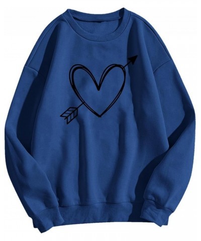 Sweatshirts For Teen Girls Cute Love Heart Print Oversized Pullover Tops Long Sleeve Crewneck Sweatshirt G03-blue $9.88 Sweaters