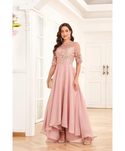 Lace Appliques Mother of The Bride Dresses for Wedding Half Sleeve Long Chiffon Formal Party Dresses Sage Green $42.39 Dresses