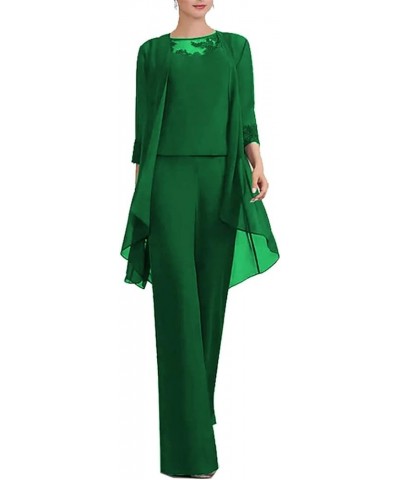 Elegant Plus Size Mother of The Bride Dress Formal Wedding Guest Dresses Chiffon with Appliques 2023 Emerald Green $42.78 Dre...