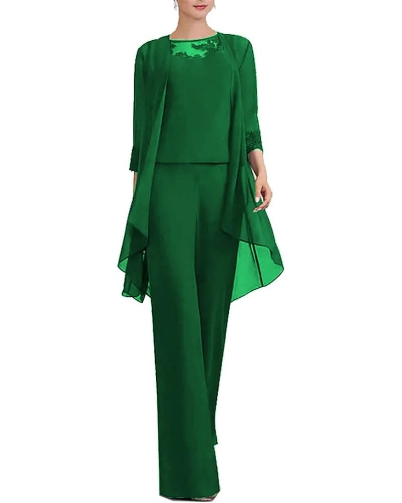 Elegant Plus Size Mother of The Bride Dress Formal Wedding Guest Dresses Chiffon with Appliques 2023 Emerald Green $42.78 Dre...