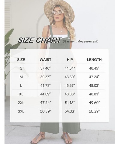 Womens Casual Cotton Bib Overalls Adjustable Spaghetti Strap Wide Leg Jumpsuits Rompers with Pockets Armygreen $14.35 Jumpsuits