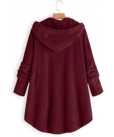 Women Fleece Hoodies Cardigan Cute Button Plus Size Warm Tunic Fuzzy Long Sleeve Sherpa Tops S-5XL For Cold Weather Wine $14....