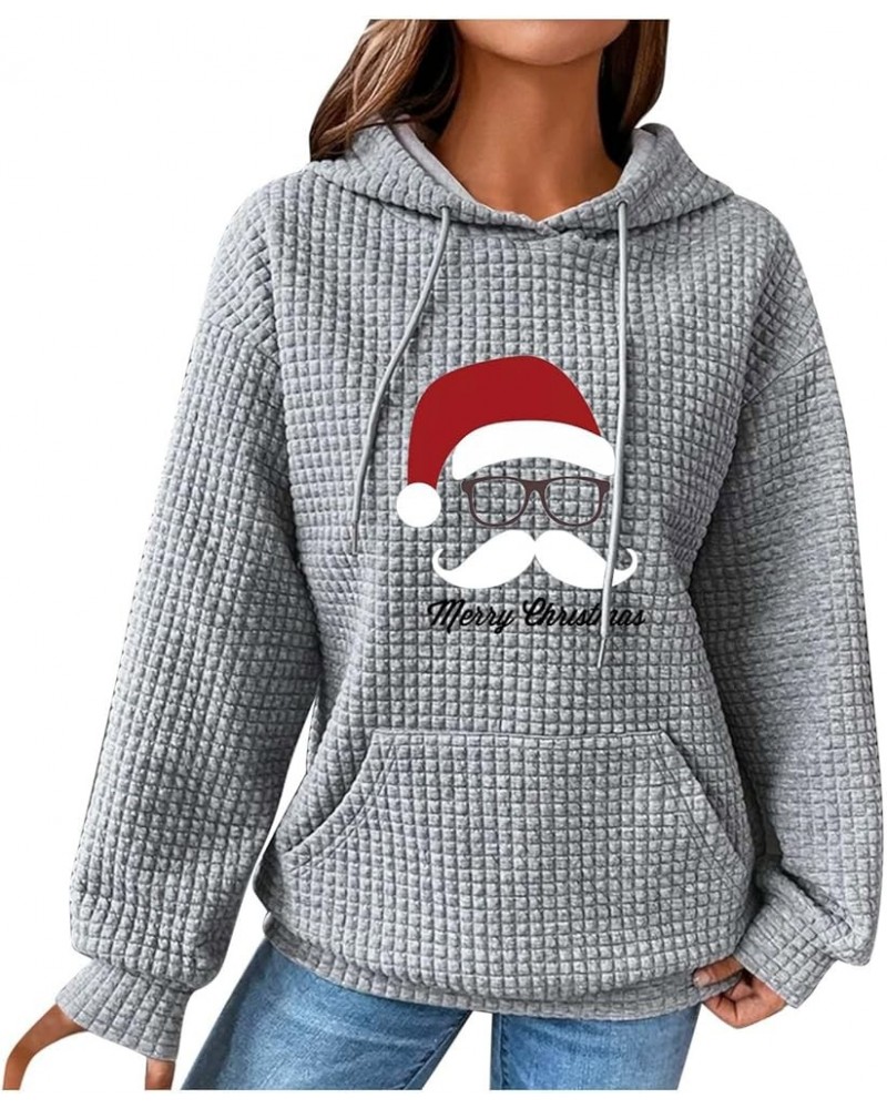 Womens Waffleknit Hoodies Plussize Casual Sweatshirt Loose Graphic Hoodies Long Sleeve Pullover Crewneck Sweatshirts B03gray ...