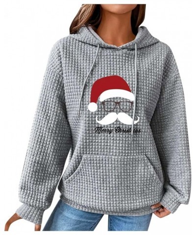 Womens Waffleknit Hoodies Plussize Casual Sweatshirt Loose Graphic Hoodies Long Sleeve Pullover Crewneck Sweatshirts B03gray ...