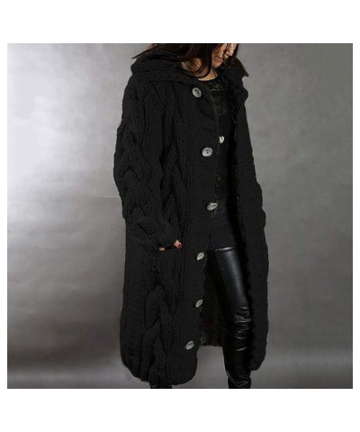 Women's Long Cardigan Fall Winter Coats Cable Knit Open Front Long Sleeve Casual Plus Size Sweater with Pockets Black $16.46 ...