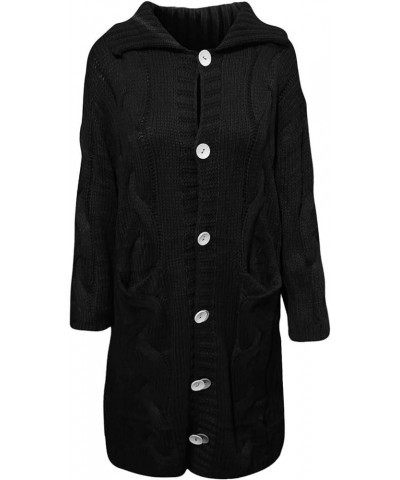 Women's Long Cardigan Fall Winter Coats Cable Knit Open Front Long Sleeve Casual Plus Size Sweater with Pockets Black $16.46 ...