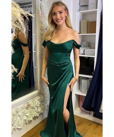 Women's Satin Bridesmaid Dresses for Wedding Off The Shoulder Prom Dress Long Formal Evening Gown Champagne $31.25 Dresses