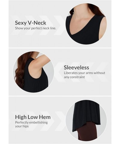 Women's Flowy Tank Tops V-Neck Tunic Sleeveless Workout Long Loose Fit Camis Yoga T-Shirts Cute Tee for Casual Summer Black $...