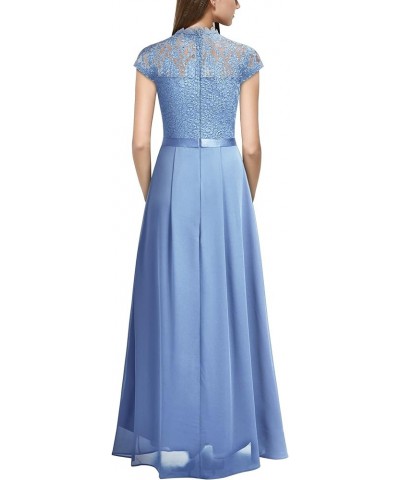 Women's Formal Scoop Neck Floral Lace Bridesmaid Maxi Dress Light Blue $31.34 Dresses