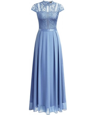 Women's Formal Scoop Neck Floral Lace Bridesmaid Maxi Dress Light Blue $31.34 Dresses