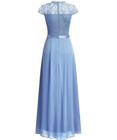 Women's Formal Scoop Neck Floral Lace Bridesmaid Maxi Dress Light Blue $31.34 Dresses