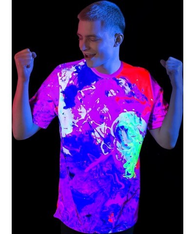 Ultraviolet Fluorescent Handmade Art Neon Blacklight Reactive Print T-Shirt Purple Porrige $16.17 T-Shirts