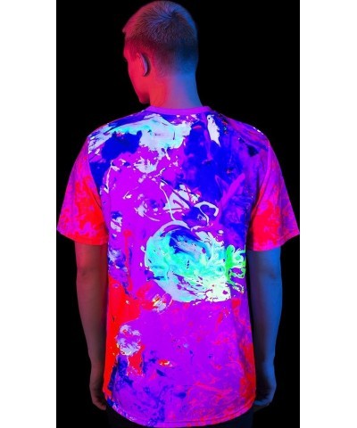 Ultraviolet Fluorescent Handmade Art Neon Blacklight Reactive Print T-Shirt Purple Porrige $16.17 T-Shirts