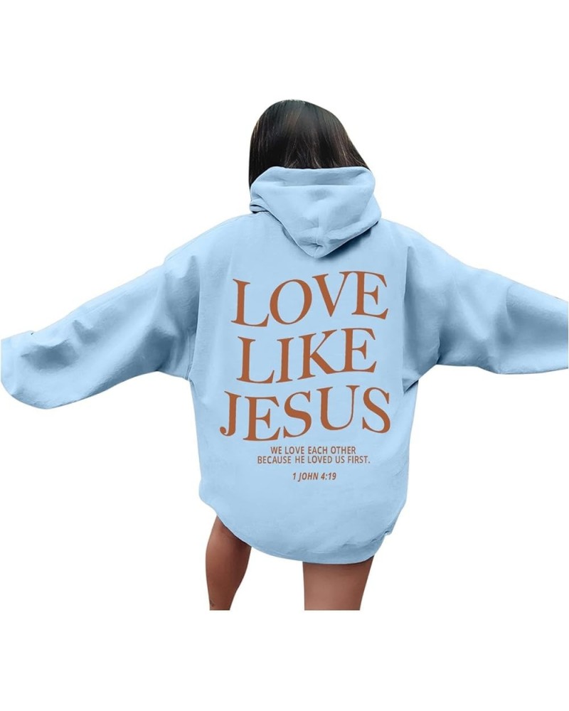 Love Like Jesus Letter Graphic Christian Hoodies For Women Girls Bible Verse Oversized Long Sleeve Pocket Y2K Sweatshirt Tops...