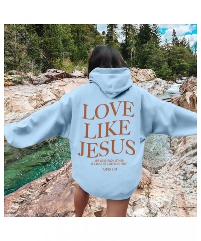 Love Like Jesus Letter Graphic Christian Hoodies For Women Girls Bible Verse Oversized Long Sleeve Pocket Y2K Sweatshirt Tops...