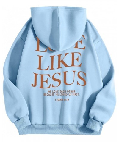 Love Like Jesus Letter Graphic Christian Hoodies For Women Girls Bible Verse Oversized Long Sleeve Pocket Y2K Sweatshirt Tops...