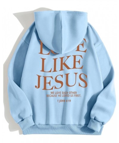 Love Like Jesus Letter Graphic Christian Hoodies For Women Girls Bible Verse Oversized Long Sleeve Pocket Y2K Sweatshirt Tops...