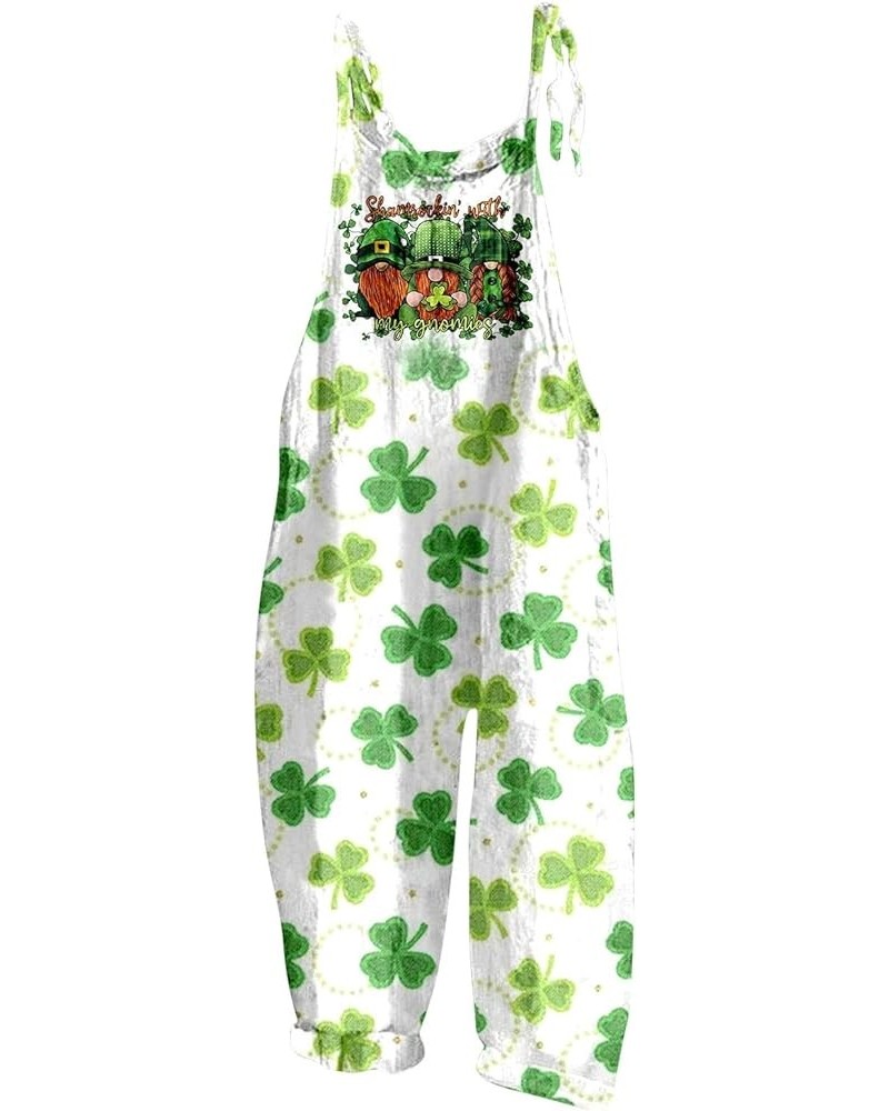 Women's St. Patrick's Day Loose Casual Sleeveless Spaghetti Strap Wide Leg Jumpsuits Rompers Outfits with Pockets 1d-grey $9....