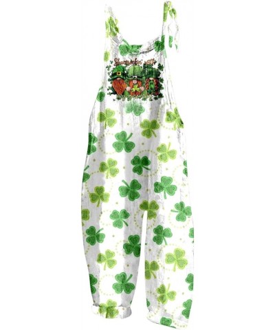 Women's St. Patrick's Day Loose Casual Sleeveless Spaghetti Strap Wide Leg Jumpsuits Rompers Outfits with Pockets 1d-grey $9....