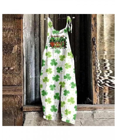 Women's St. Patrick's Day Loose Casual Sleeveless Spaghetti Strap Wide Leg Jumpsuits Rompers Outfits with Pockets 1d-grey $9....